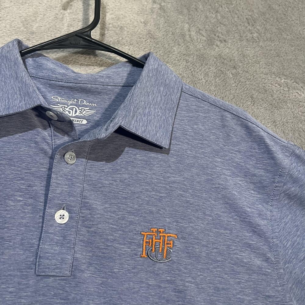 Straight Down Polo Shirt Mens Medium Blue Performance Golf Forest Hill Field - Picture 3 of 6